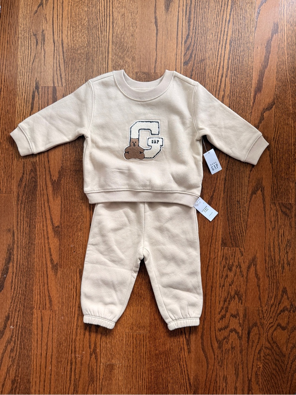 NWT GAP Baby Neutral Beige Fleece Sweatshirt Set